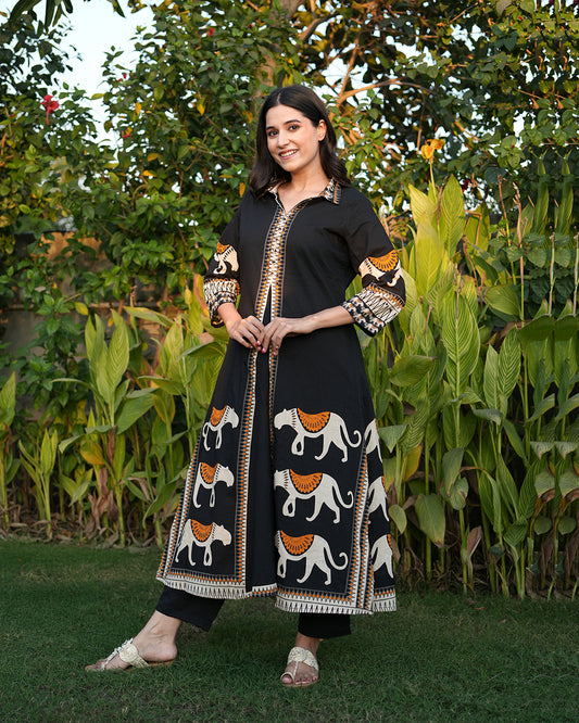 Cotton Figure Print Motif Kurti set