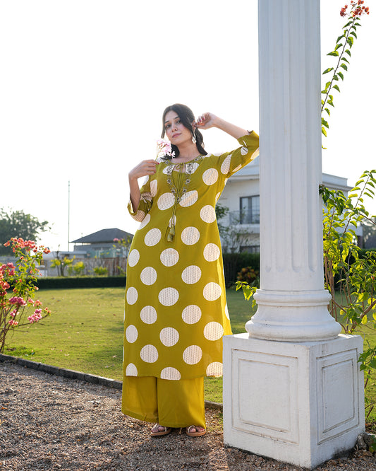 Classic Polka Dot Kurti Palazzo Set
