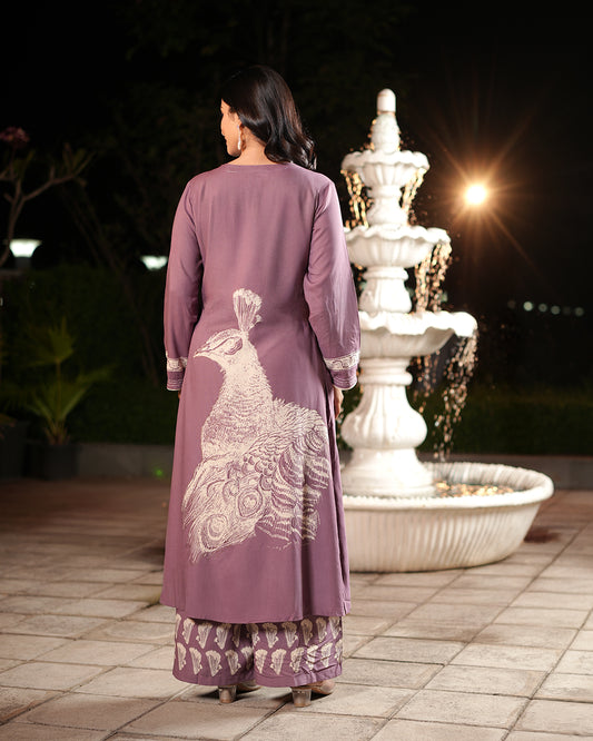 Mauve Printed Kurti Set