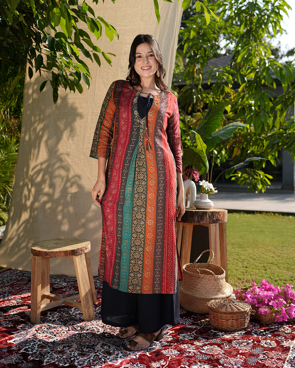 Multi-Colour Kurti Palazzo Set