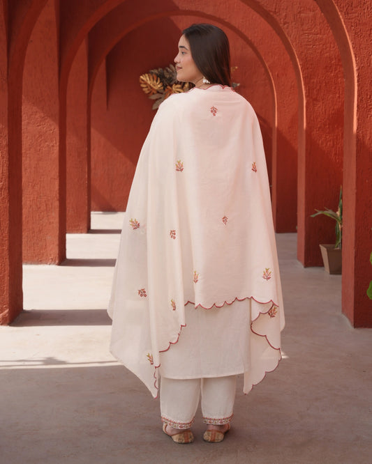 Pink Floral Print kurti set with Dupatta