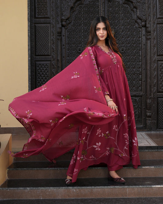 Mul Cotton Floral Kurti Set with Dupatta