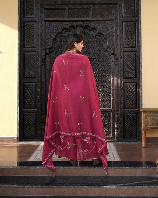 Mul Cotton Floral Kurti Set with Dupatta