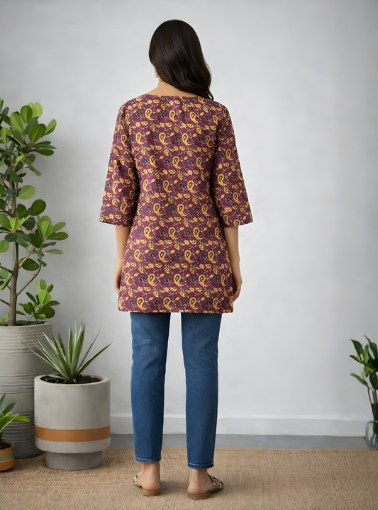 Lavender Floral printed cotton Tunic